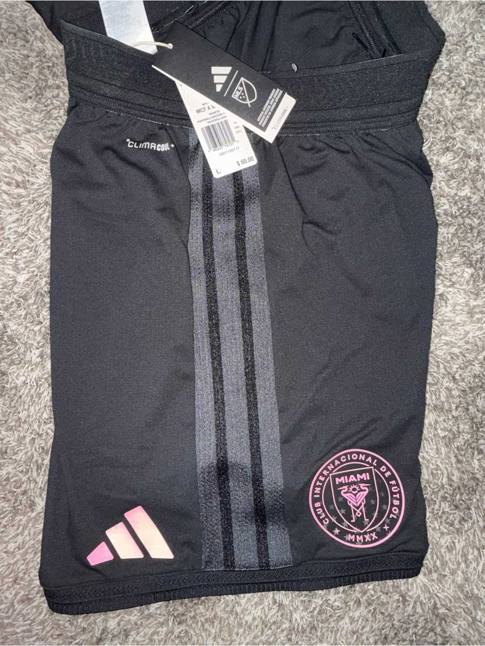 adidas Inter Miami player Black Shorts with Pink Accents - Inter Miami